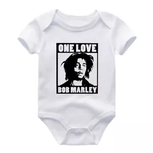 Bob Marley Newborn Baby Romper One Love Rasta Reggae Crew Infant Tee Shirt - Picture 1 of 8