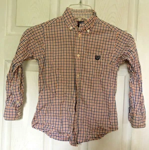Chaps Ralph Lauren  Boys Shirt Button Down Long Sleeve Blue White Orange - 6 - Picture 1 of 4