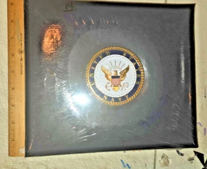 Álbum de fotos de álbum de recortes de cuero genuino de la Marina de los Estados Unidos negro nuevo - Imagen 1 de 4