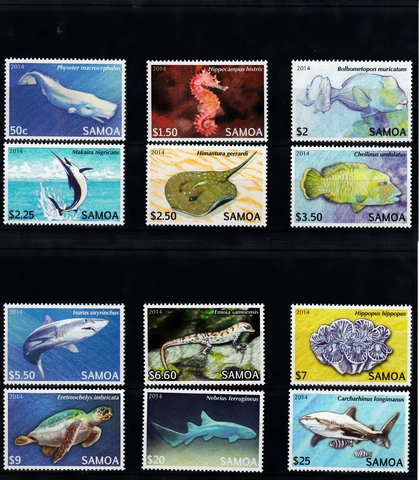 Samoa 2014 MNH Threatened Species Part 2 12v Set Marine Fish Turtles Sharks Cover