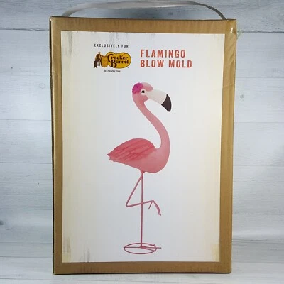 Molde soplado plástico flamenco 34" rosa iluminado pájaro interior/exterior patas de metal NUEVO Foto 1 de 4