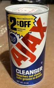 Vintage 1970s AJAX CLEANSER Blue Dot 2 cents off 14oz Container Movie Prop NOS - Picture 1 of 5