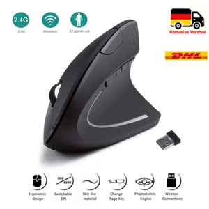 Vertikale Ergonomische Maus Kabellos 2,4GHz 6 Tasten 3DPI 800/1200/1600 für PC - Bild 1 von 6