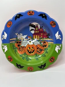Vintage Halloween 1990s Ullman Candy Bowl Popcorn Treats Ghosts Bats Pumpkins - Picture 1 of 8