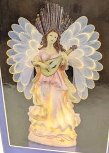 Fiber Optic Gold Angel Lighted Porcelain Figure Color Changing 13" Night Light  - Picture 1 of 6