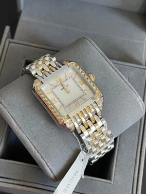 Nuevo reloj pulsera Michele Diamond Milou Mww15a0093 oro/plata venta al por menor $2100 Foto 1 de 4