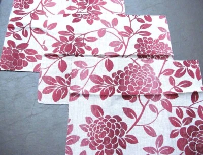 Floral Embroidered Linen Fabric Samples Dark Pink Jane Churchill 14x17 Lot of 3 - Image 1 of 4