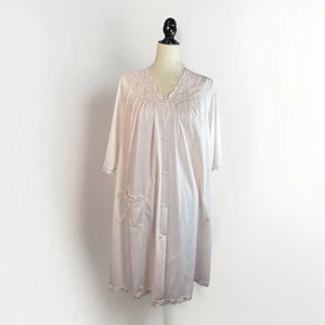 Camisón vintage Shadowline de nailon L rosa claro bordado encaje midi sedoso - Imagen 1 de 19