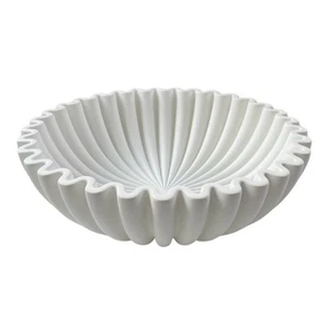 Large ruffle bowl white artificial stone decorative - Picture 1 of 3