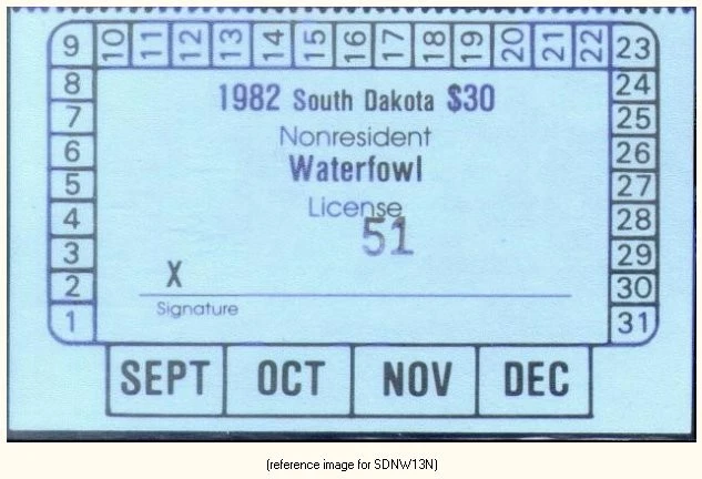 HALFPRICEDUCK South Dakota NR Waterfowl Stamp 1982 $30 blue - Image 1 of 1