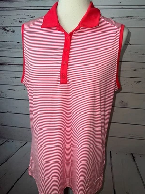 耐克高尔夫无袖衬衫女式 XL 码特大号条纹 725600 匹克球 — 第 1/4 张图片