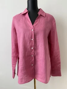 Talbots Women's Pink Irish Linen Blouse Size 14P Petite Button-Up Blouse NWOT - Picture 1 of 9