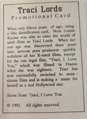TRACI LORDS,完整 24 张成人集换卡,加促销 (1993) — 第 1/2 张图片