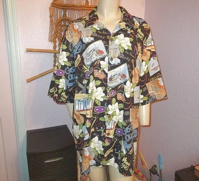 90s Vtg David Carey Men's Shirt Size 2X New Orleans Mardi Gras Camp Button Up - Image 1 of 4