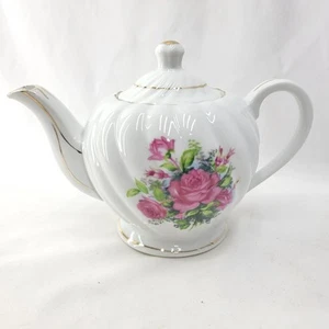 Vtg WHITE FLORAL TEA POT JAPAN Napcoware Unmarked - Picture 1 of 7