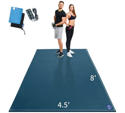 Alfombra de ejercicio extra grande para gimnasio en casa, 8'x4,5'/7'x4,5'/6'x4,5' (7 mm) entrenamiento M... Foto 1 de 4