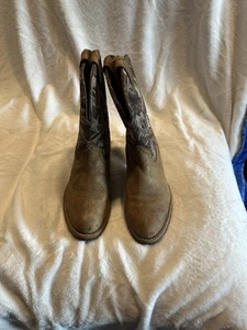 ARIAT HYBRID RANCHER BROWN LEATHER & CAMO UPPER WESTERN BOOTS 10012778 MENS 7 D - Picture 1 of 8