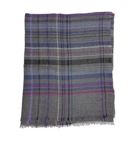 Loro Piana Men's 100% Cashmere Gray Multi Plaid Fringe Scarf - Picture 1 of 2
