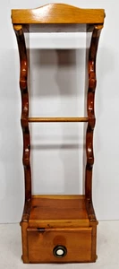 MCM VINTAGE CEDAR WOOD CURIO SPINDLE SHELF WITH BASE DRAWER FREE SHIPPING - Picture 1 of 7