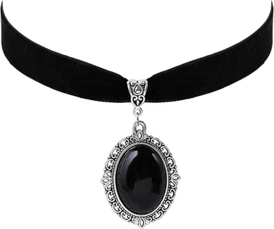 Gargantilla victoriana de terciopelo negro, gargantilla negra, collar gótico gótico, cuello vintage Foto 1 de 4