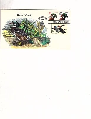 US #2484-2485 Wood Duck FDC 1991 Hand-Painted Color cachet  Karen Cachet (mb17 - Image 1 of 2