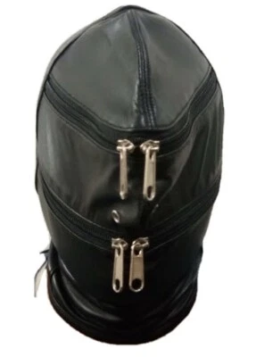 KNIGHTHOOD LONDON Genuine Real Leather Bondage BDSM Hood Fetish Mask Zipper Role Play