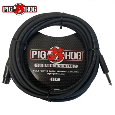PIGHOG Pig Hog PHM20Z 20FT XLR-F to 1/4" Mono Plug HI-Z Microphone Cable Black