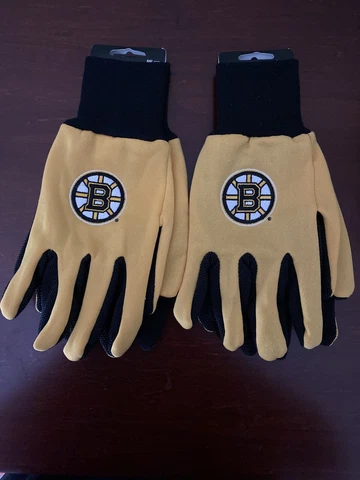 Boston Bruins Gloves Non Slip Work Utility Adult NHL Hockey Sports Fan Palm Grip Cover