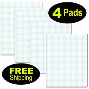 Tops 33041 Quad Pads 4 Squares Per Inch 8.5x11" 50 Sheets Per Pad Pack of 4 Pads - Picture 1 of 5