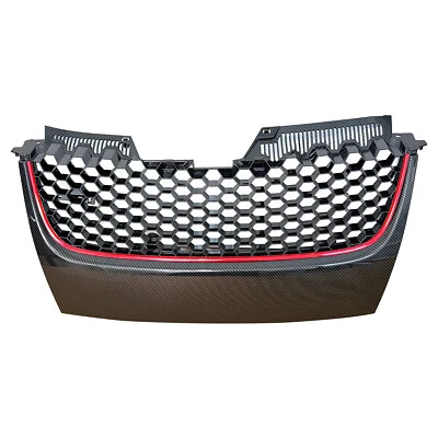 For 2006-09 VW MK5 GLI/GTI Front Carbon Fiber Print Grille Honeycomb W/RED TRIM — 第 1/4 张图片