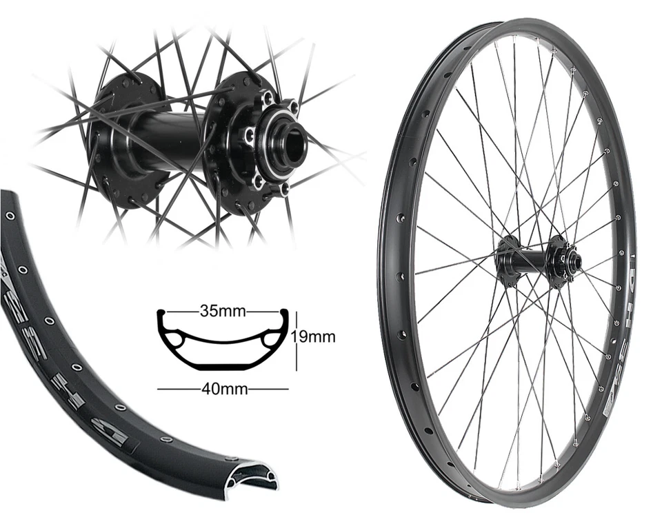 BÄRWINKELS Vorderrad 27,5 Zoll Disc 35-584 Hohlkammer 6-Loch Boost Steckachse Ø15 110mm MTB