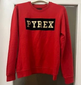 Felpa Pyrex Colore Rosso Nero e Oro Taglia L con Contorno del Logo Scamosciato - Foto 1 di 5