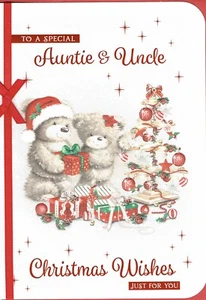 TARJETA DE NAVIDAD GRANDE TÍA Y TÍO Tarjeta de Calidad Lindo Diseño de Osos - Imagen 1 de 3