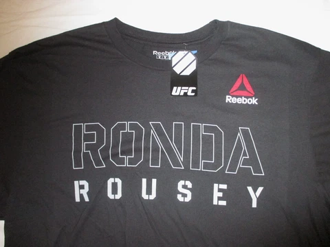 Mens XL Reebok RONDA ROUSEY Black UFC Fighter STENCIL T-SHIRT MMA, Crossfit NWT Cover