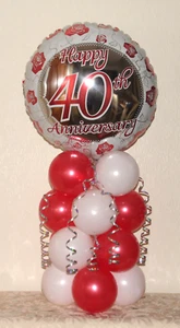 RUBY WEDDING - 40TH ANNIVERSARY - FOIL BALLOON DISPLAY - TABLE CENTREPIECE - Picture 1 of 2