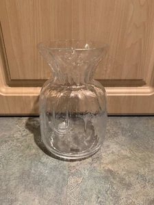 Art Glass Sea of Sweden Glasbruk Scandinavian Handmade Flower Vase Clear Sticker - Picture 1 of 9