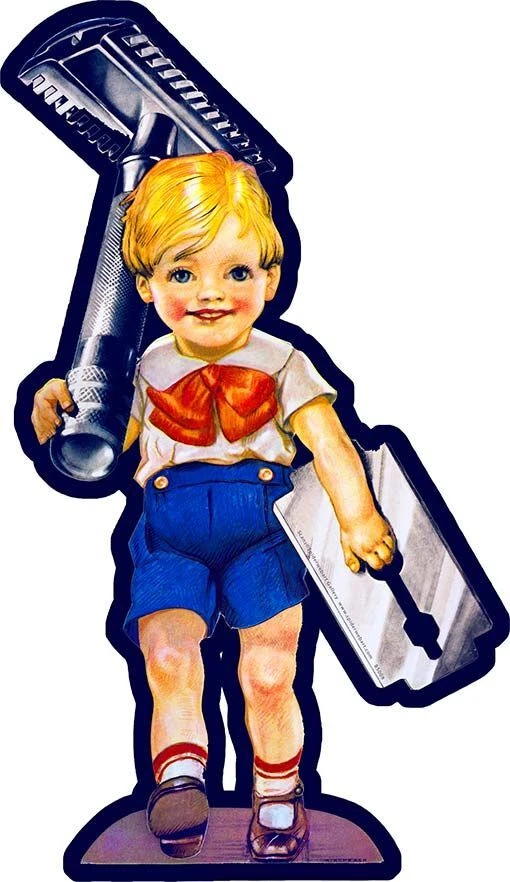 ROTBART MOND GERMAN SAFETY RAZOR BOY 12" HEAVY DUTY USA METAL ADVERTISING SIGN - Image 1 of 1