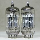 Paire assortie Siemens 5814A/12AU7 triple mica plaque longue O-Getter Falcon Allemagne