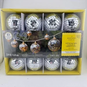 New Ashland Disco Ball Light String 5.9 FT 10 LED Lights Christmas - Picture 1 of 3