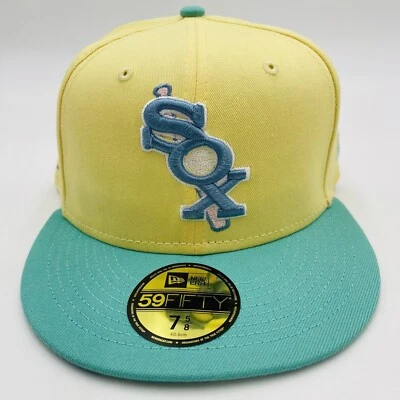 Boné Chicago White Sox ajustado 7 5/8 amarelo azul-petróleo Vegas Sky New Era 59 Fifty - Imagem 1 de 4