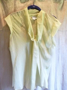 WORTH Camisole und transparente Bluse Seide pistaziengrün vorne zum Binden Kappe Ärmel Größe 10  - Bild 1 von 5