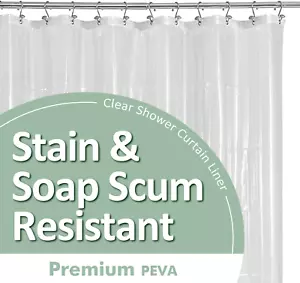 Plastic Shower Liner Clear - Premium PEVA Shower Curtain Liner with Rustproof Gr - Picture 1 of 37