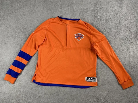 New York Knicks Shirt Men XXL Adidas NBA MSG Warm Up Basketball Player Issue Cover