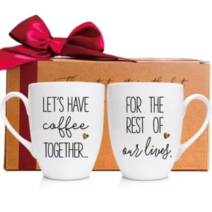 Couples Gifts Coffee Mugs Set of 2 Let's Have Coffee Together for the Rest of... - Picture 1 of 4
