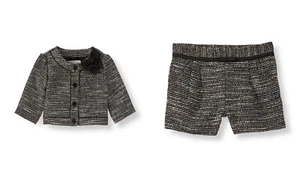 NWT Janie & Jack FRENCH VOYAGE 2T 3 4 6 SPARKLE BOUCLE JACKET SHORTS OUTFIT SET - Picture 1 of 4