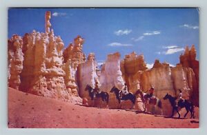 Bryce Canyon National Park, Horse & Riders Rock Formations Vintage Utah Postcard