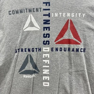Reebok Mens T-shirt Graphic Logo. Black, Red,White on Gray. Size 2XL . Crew neck - Picture 1 of 11