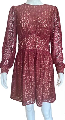 Mini Vestido Michael Kors Precio de Venta sugerido por el fabricante $325 Negro Leopardo Encaje Calce Suelto Talla M Nuevo con Etiquetas Foto 1 de 4