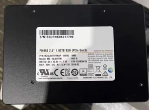 Samsung 1.92TB U2 PM963 SSD 2,5"U.2 PCIe NVMe MZ-QLW1T90 MZQLW1T9HMJP-00003 - Afbeelding 1 van 2