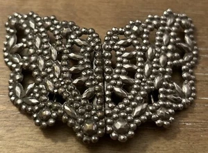 Antique Cut Steel 2-Piece Belt Buckle Butterfly Pattern 1895 Measures 2.75” Wide - Picture 1 of 7